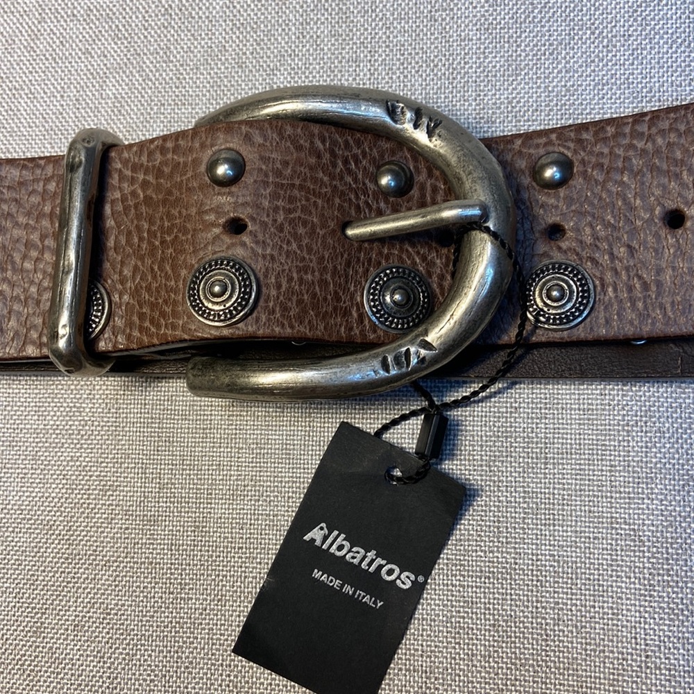 ALBATROS "HAND CRAFTED ITALIAN BROWN  LEATHER BELT Size M